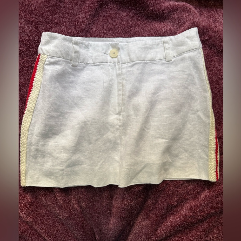 Venroy White Linen Mini Skirt